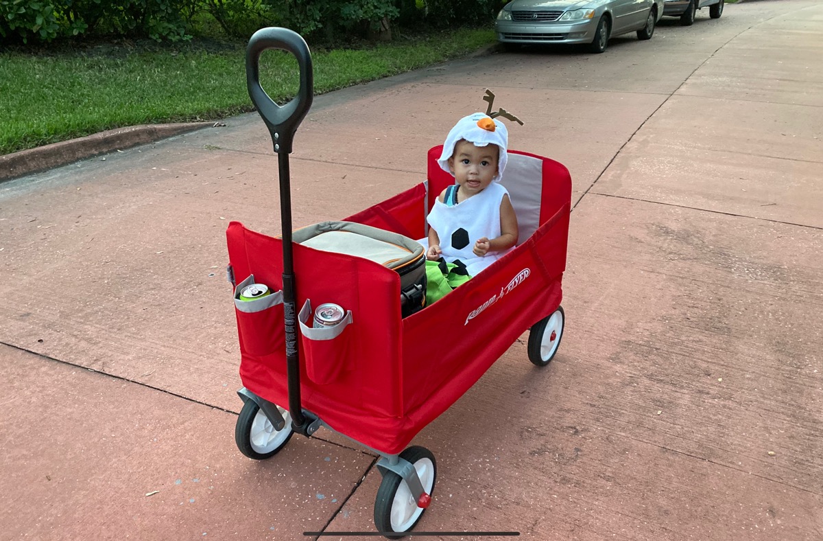 Everett in the wagon