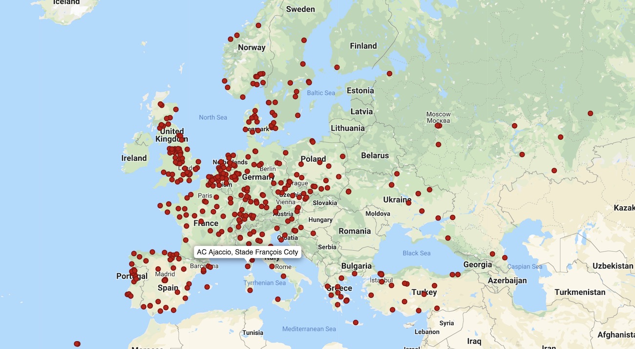 Football clubs map