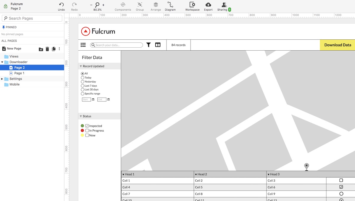 Moqups wireframe